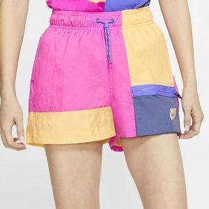 Women's Nike Sportswear Icon Clash Short Pink Yellow Color block Large